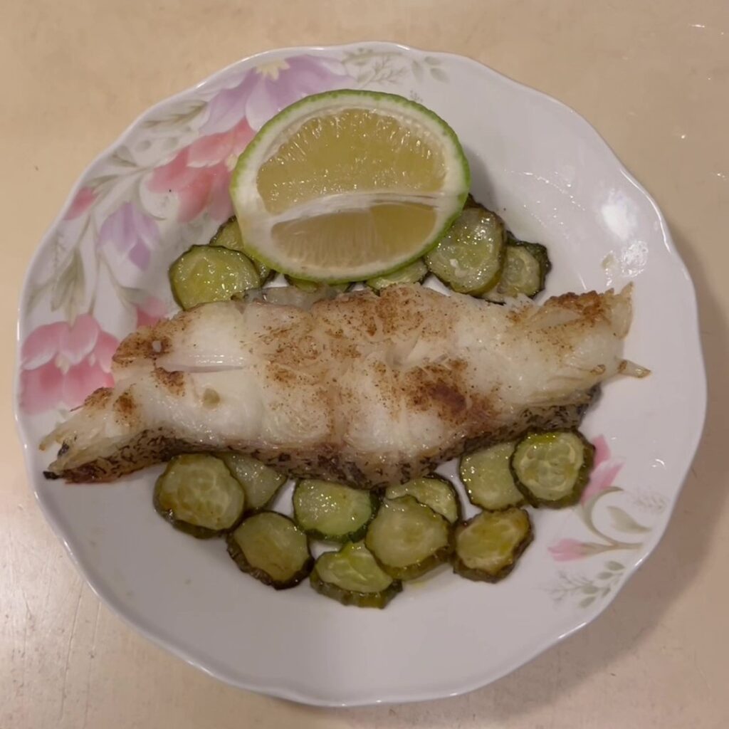 Grilled Cod with Cucumber